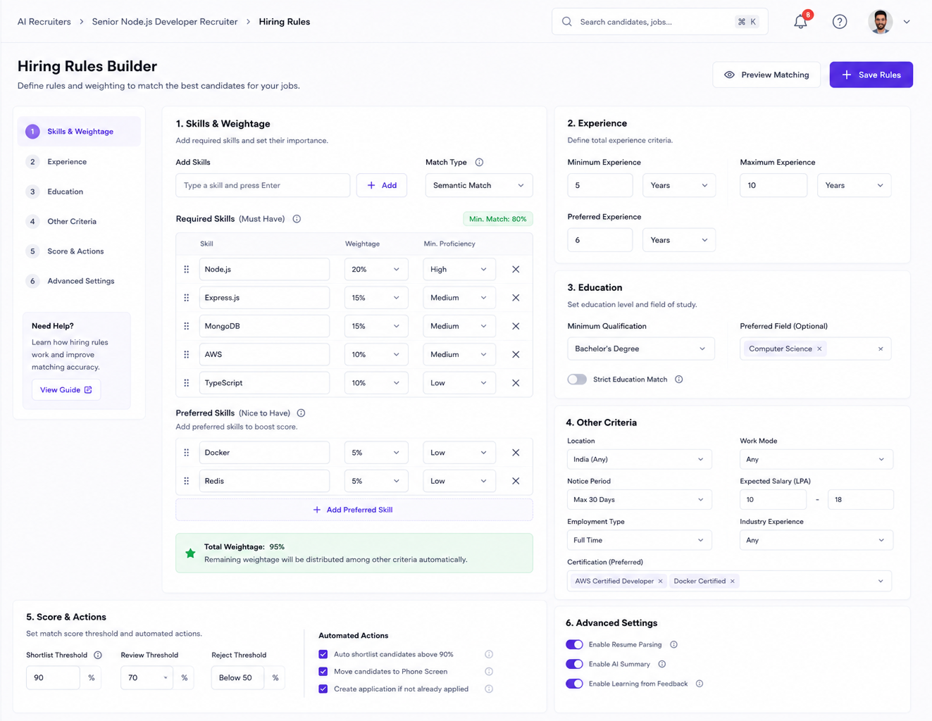 Hiring Rules Builder
