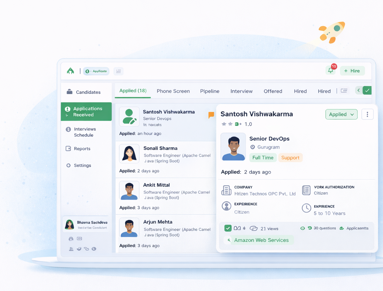 Manage job applications dashboard preview